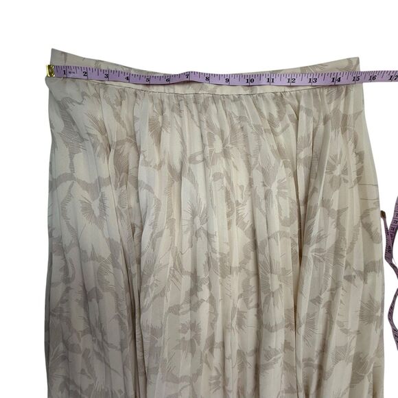 Banana Republic Sketched Flora Maxi Skirt Size 6 Side Split Accordion Pleated - Picture 11 of 14